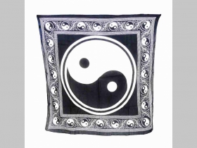Jin Jang - Yin Yang   veľká čierna šatka materiál 100% bavlna rozmery 100x100cm